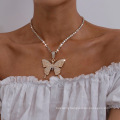 Shangjie OEM Clavicle Chain Diamond Large Butterfly Necklace rhinestone women 18k gold necklaces